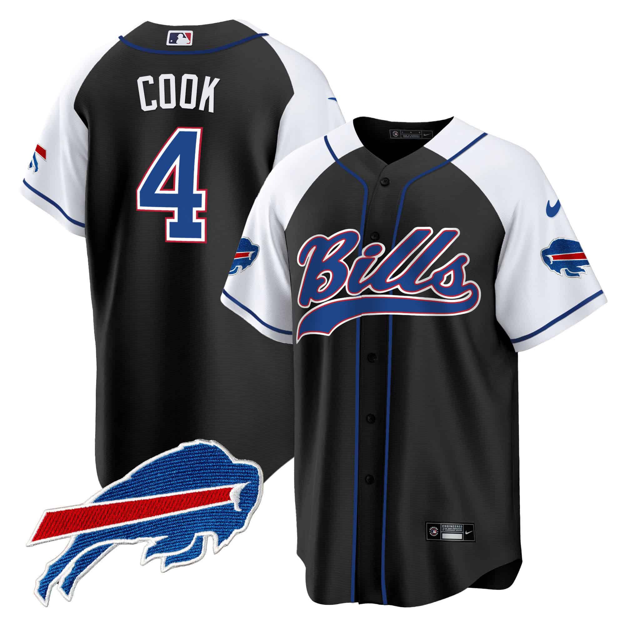 Men Buffalo Bills #4 Cook Black 2024 Nike Baseball Game NFL Jersey style 1->indianapolis colts->NFL Jersey